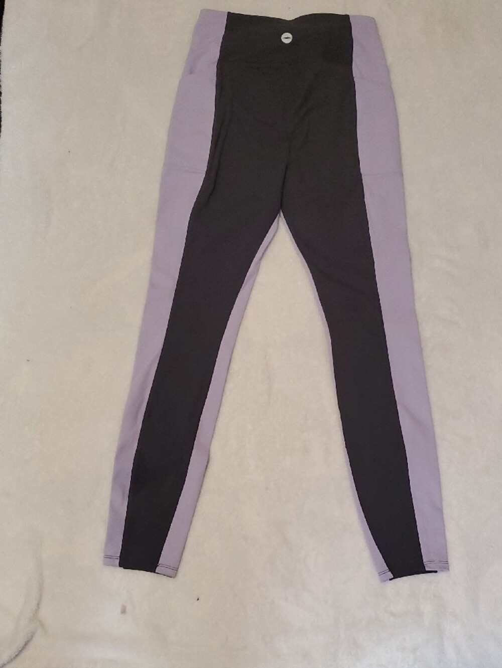 Avia Black Leggings with Lavender Side Panels - Picture 2 of 8